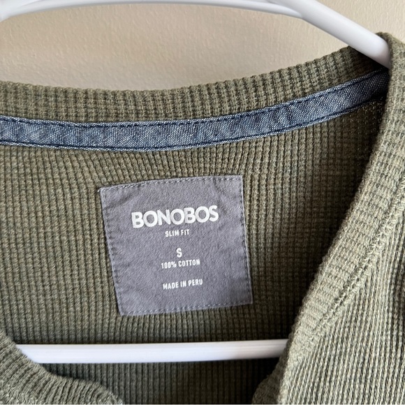 Bonobos Green Waffle Knit Long Sleeve Henley Top - Picture 3 of 5